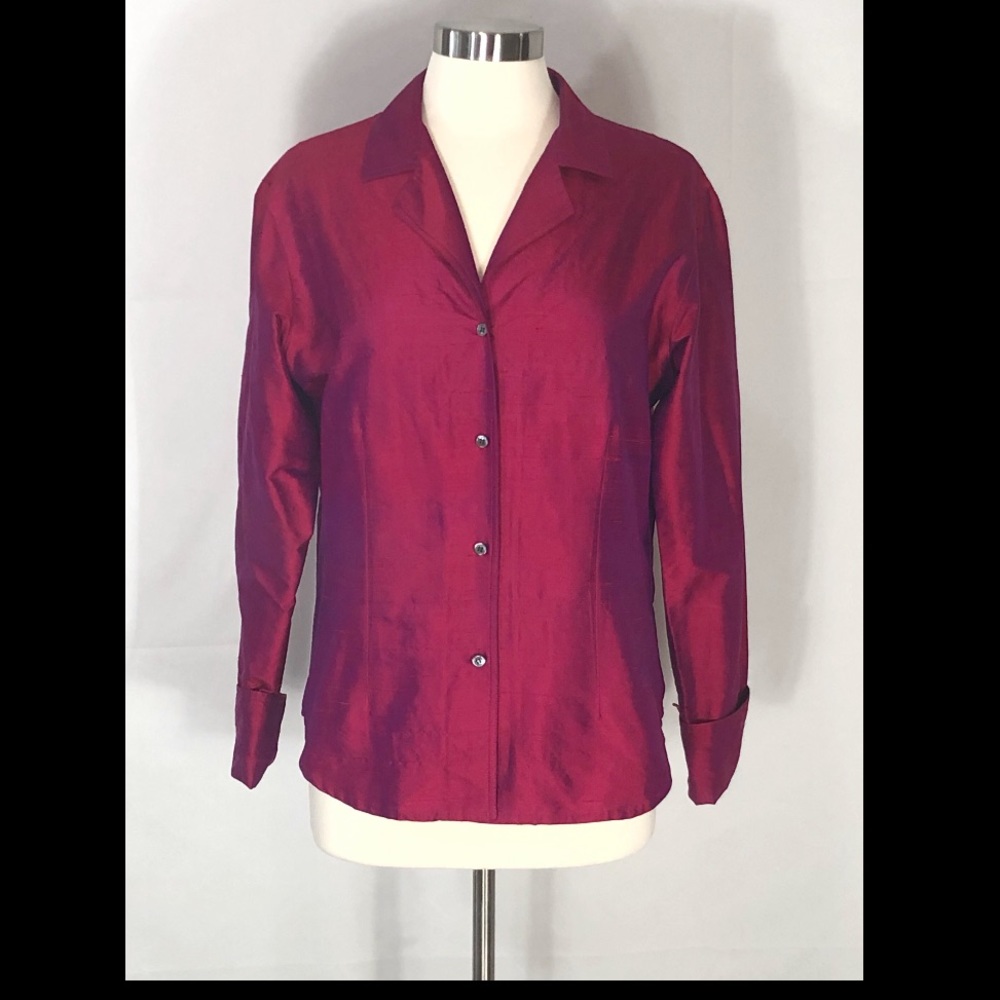 Burberry 100% Silk Button Front Vintage Tag!